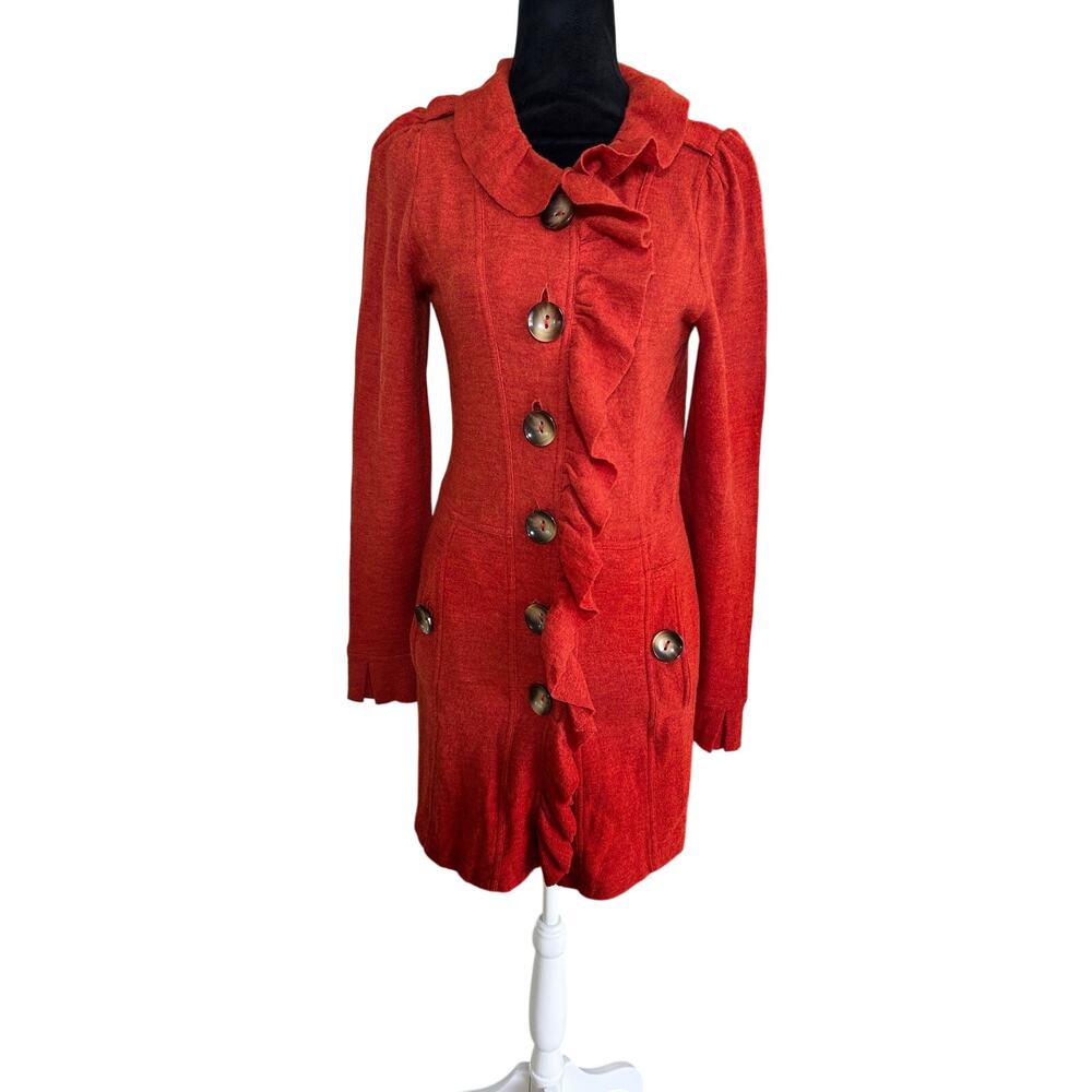 Charlie & Robin Wool Sweater Jacket Anthropologie Orange SZS - Picture 3 of 14